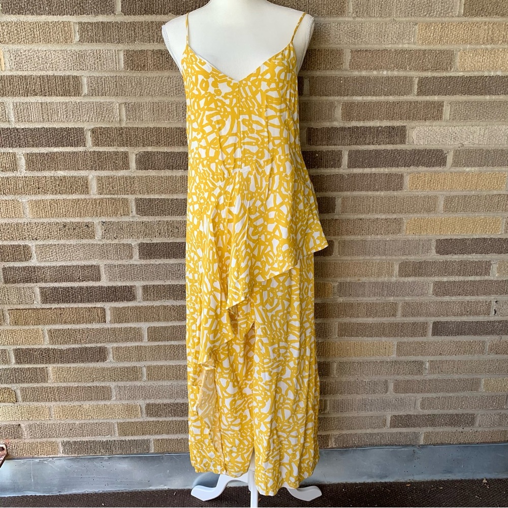 Maeve Anthropologie Yelllow White Jumpsuit Size 6